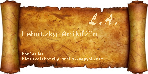Lehotzky Arikán névjegykártya